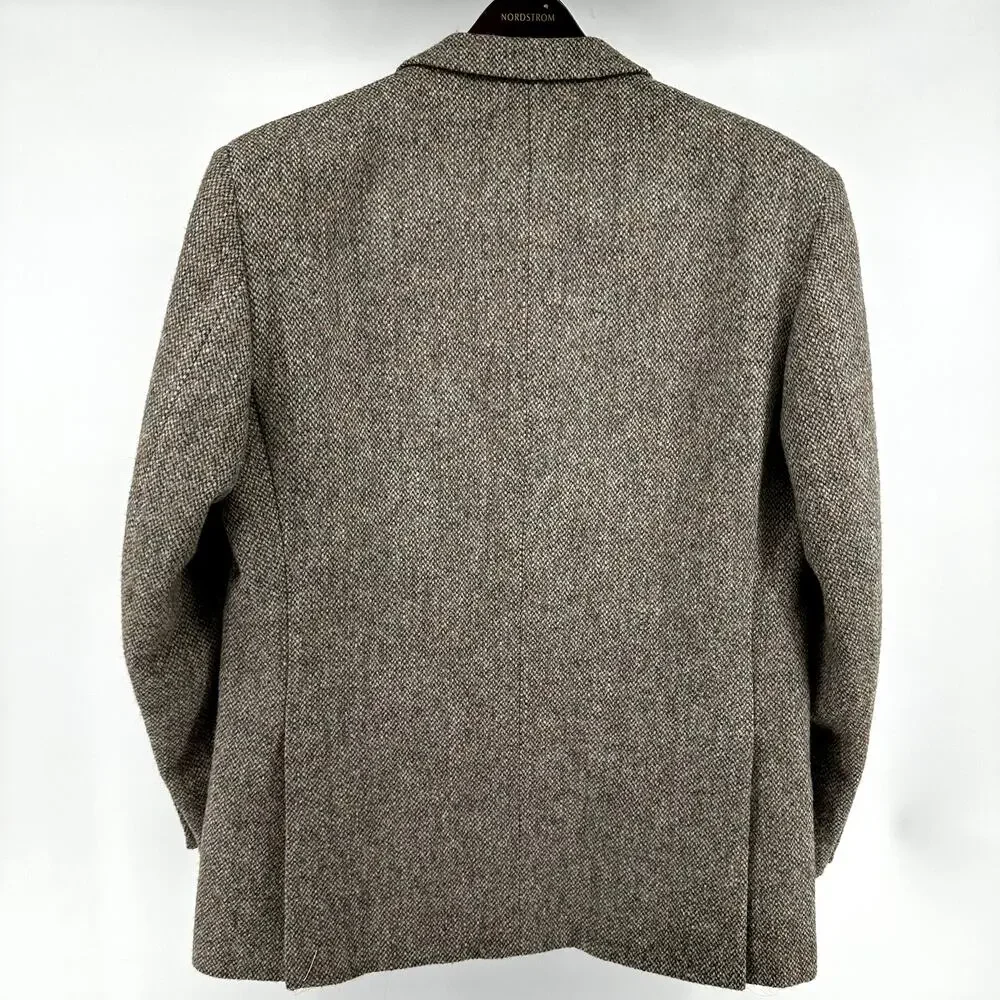 Harris Tweed Two Button Suit Jacket Notch Lapel Pockets Lined Brown 42 Regular